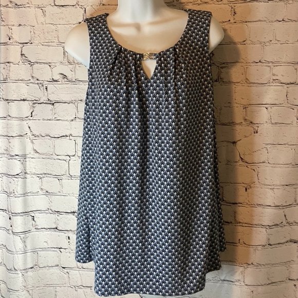 Charter Club Light Blue Patterned Sleeveless Blouse - size Medium - Picture 1 of 7